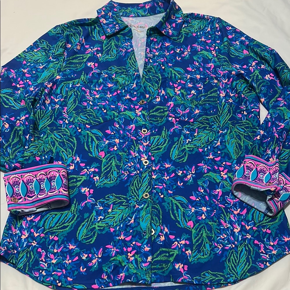 Lilly Pulitzer Button-Up Blouse size L like new - Picture 1 of 6